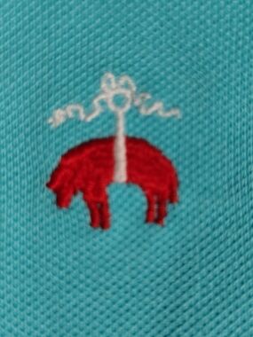 BROOKS BROTHERS Embroidered Red Elephant Polo Accent on Turquoise Polo - L 😲🔥